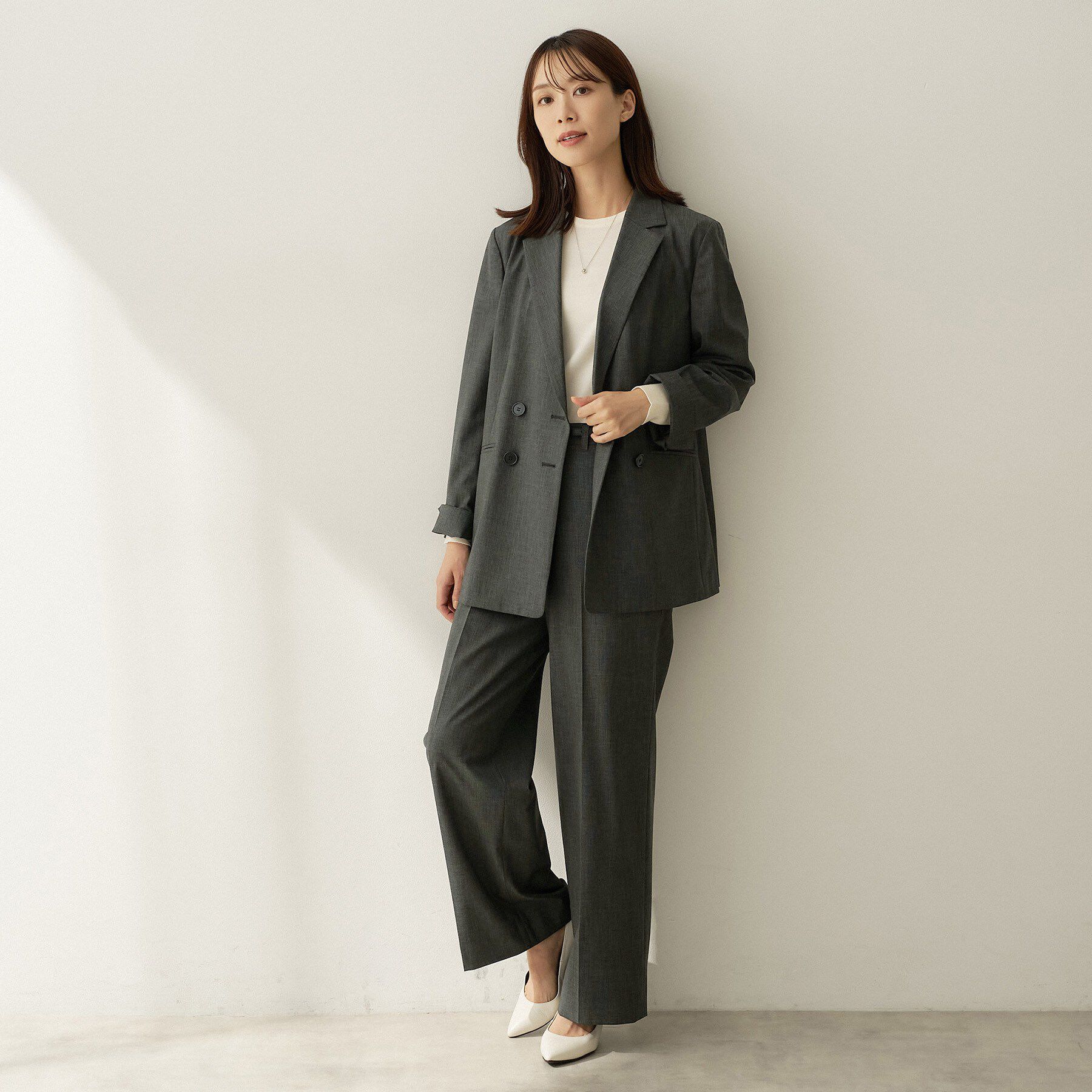 UNTITLED「【セットアップ可/秋羽織り/お仕事スーツ】ウールブレンドダブルジャケット」|テーラードジャケット|