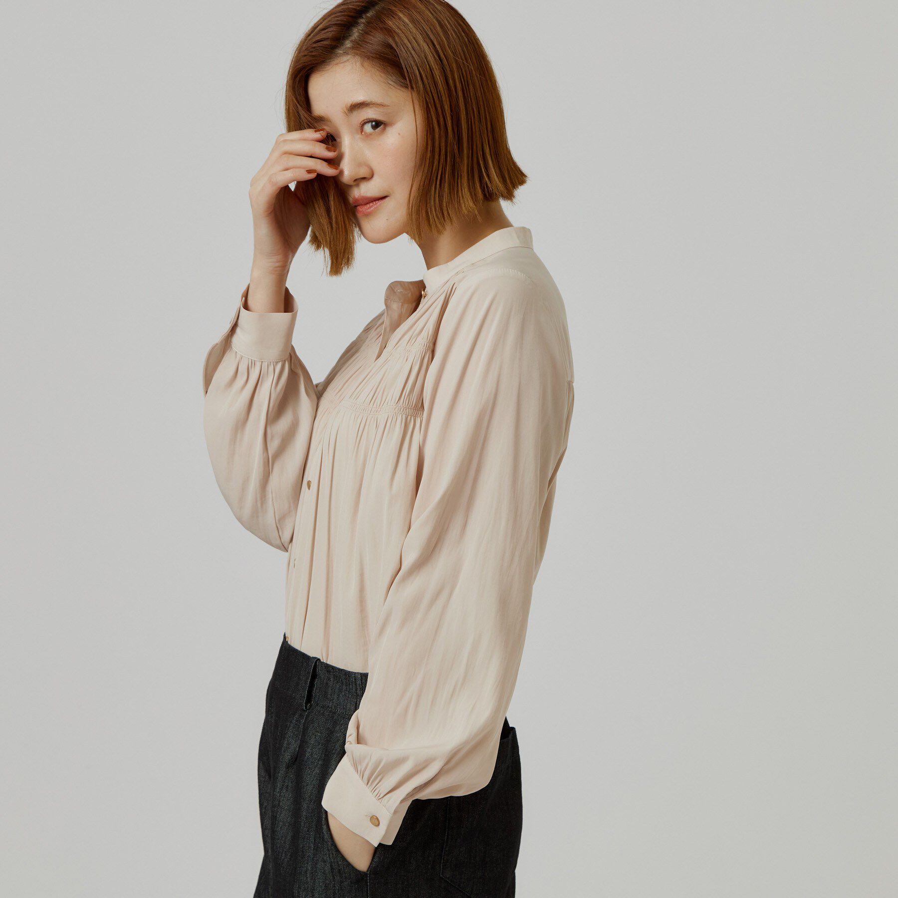 grove「【お仕事◎】ヴィンテージサテンシャーリングブラウス」|シャツ・ブラウス|