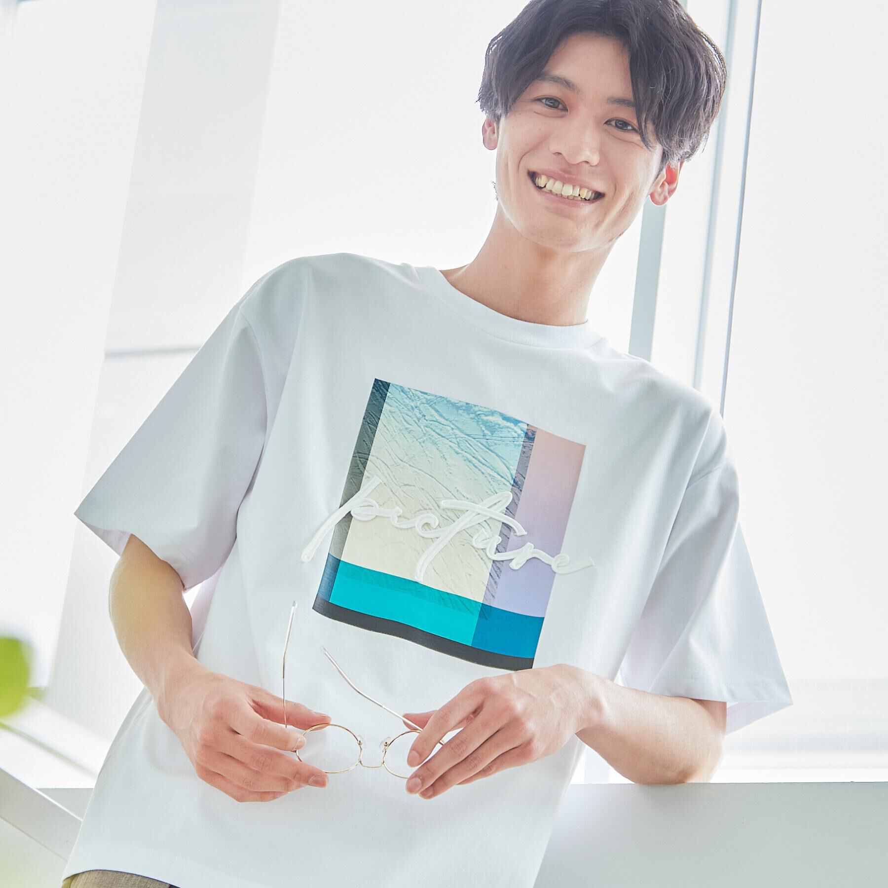 THE SHOP TK「コード刺繍 半袖Tシャツ 洗濯機OK」|Tシャツ・カットソー|オフホワイト(003