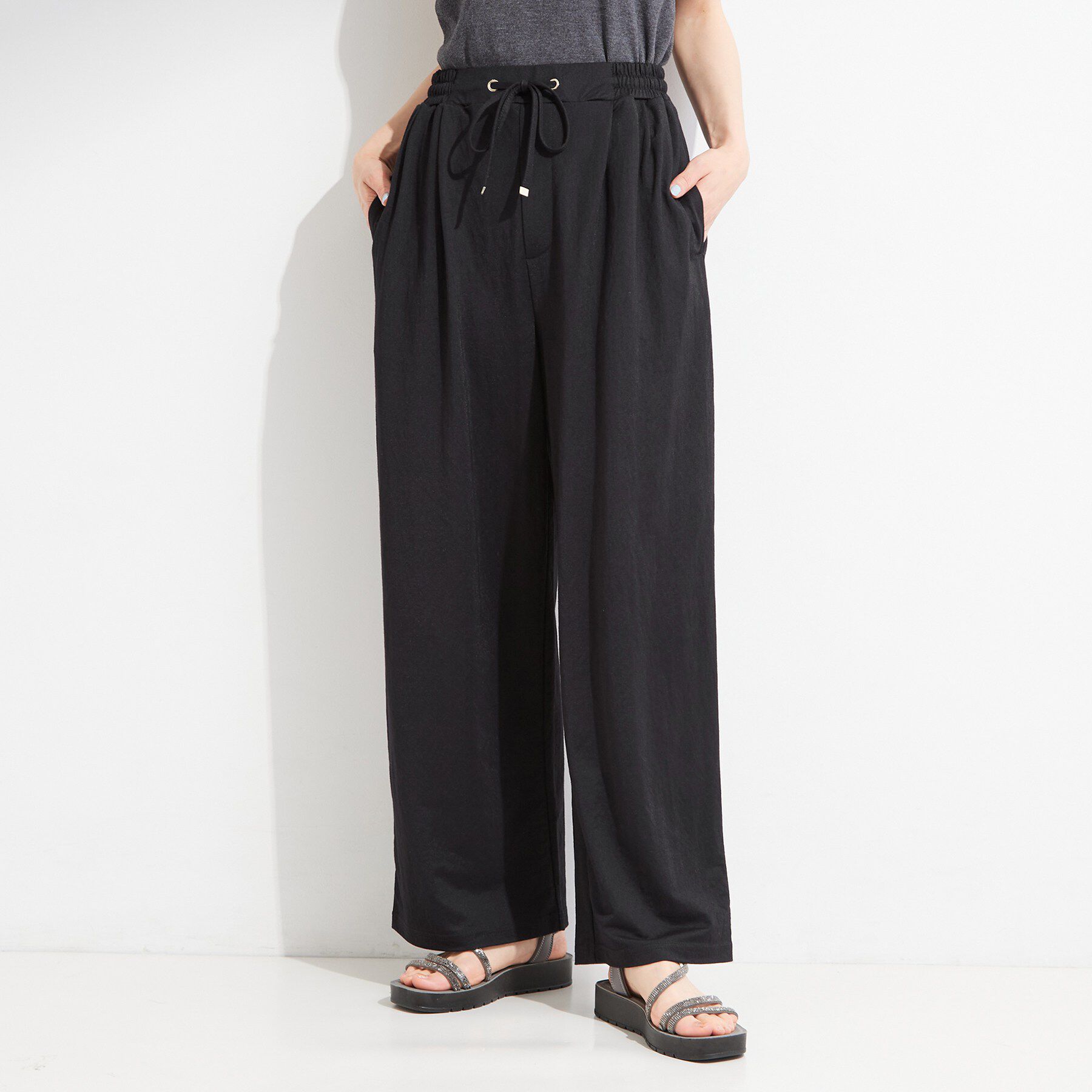 SHOO･LA･RUE「【S-LL/洗濯機可】カノコ編みでさらっと快適 リラックスワイドパンツ」|その他|