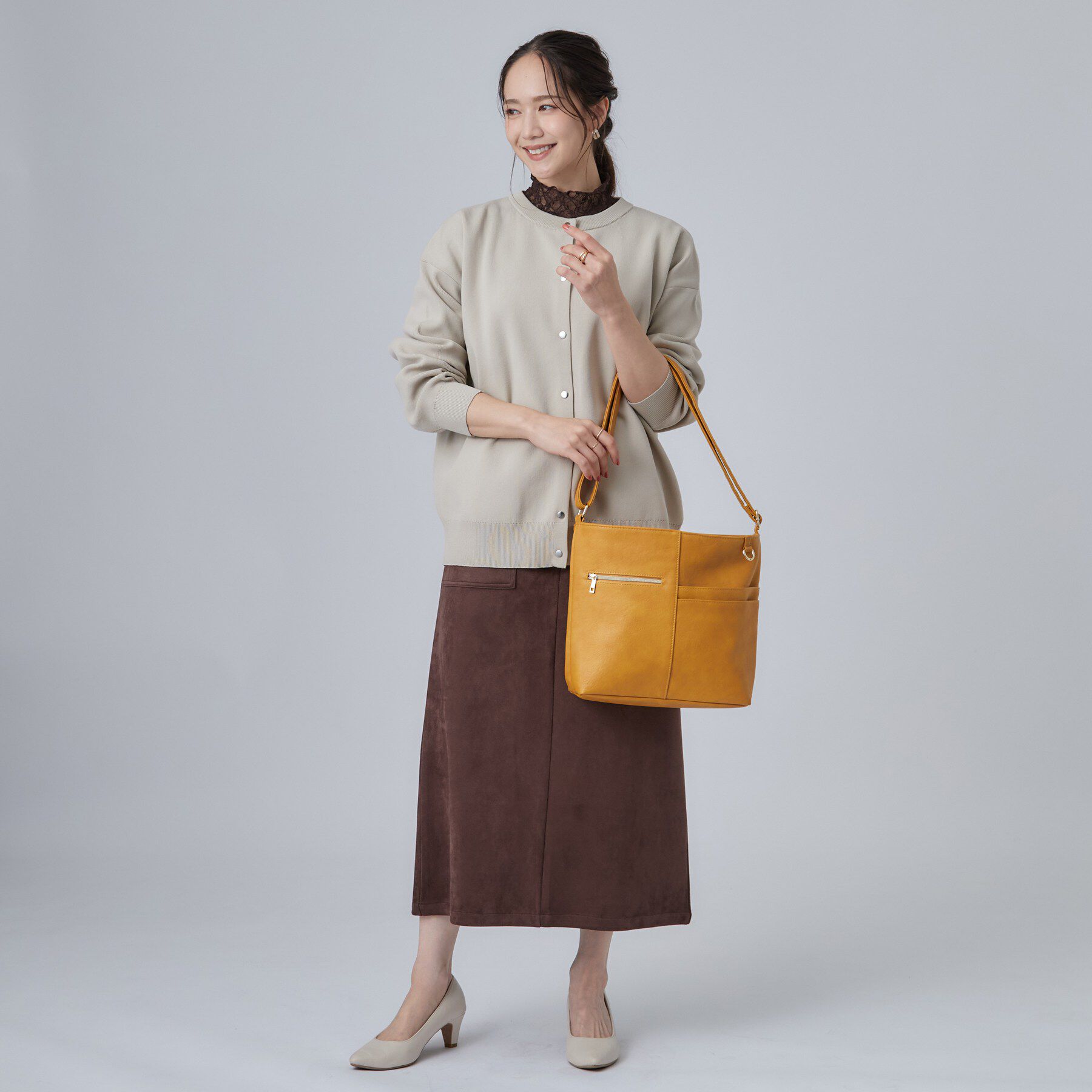 SHOO･LA･RUE「【多収納/汚れが目立ちにくい】8ポケット合皮2WAY ショルダーバッグ」|ショルダー・メッセンジャー|