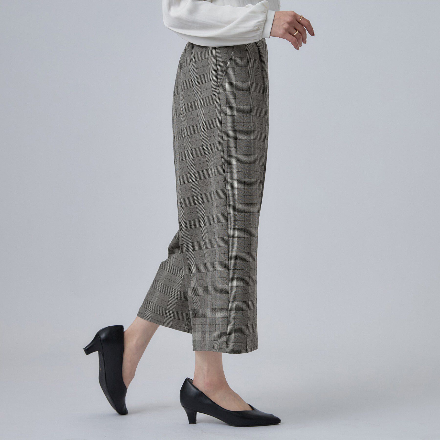 SHOO･LA･RUE「【洗濯後しわになりにくい/着丈が選べる／セットアップ可】ウールフィール センタープレスワイドパンツ」|その他|