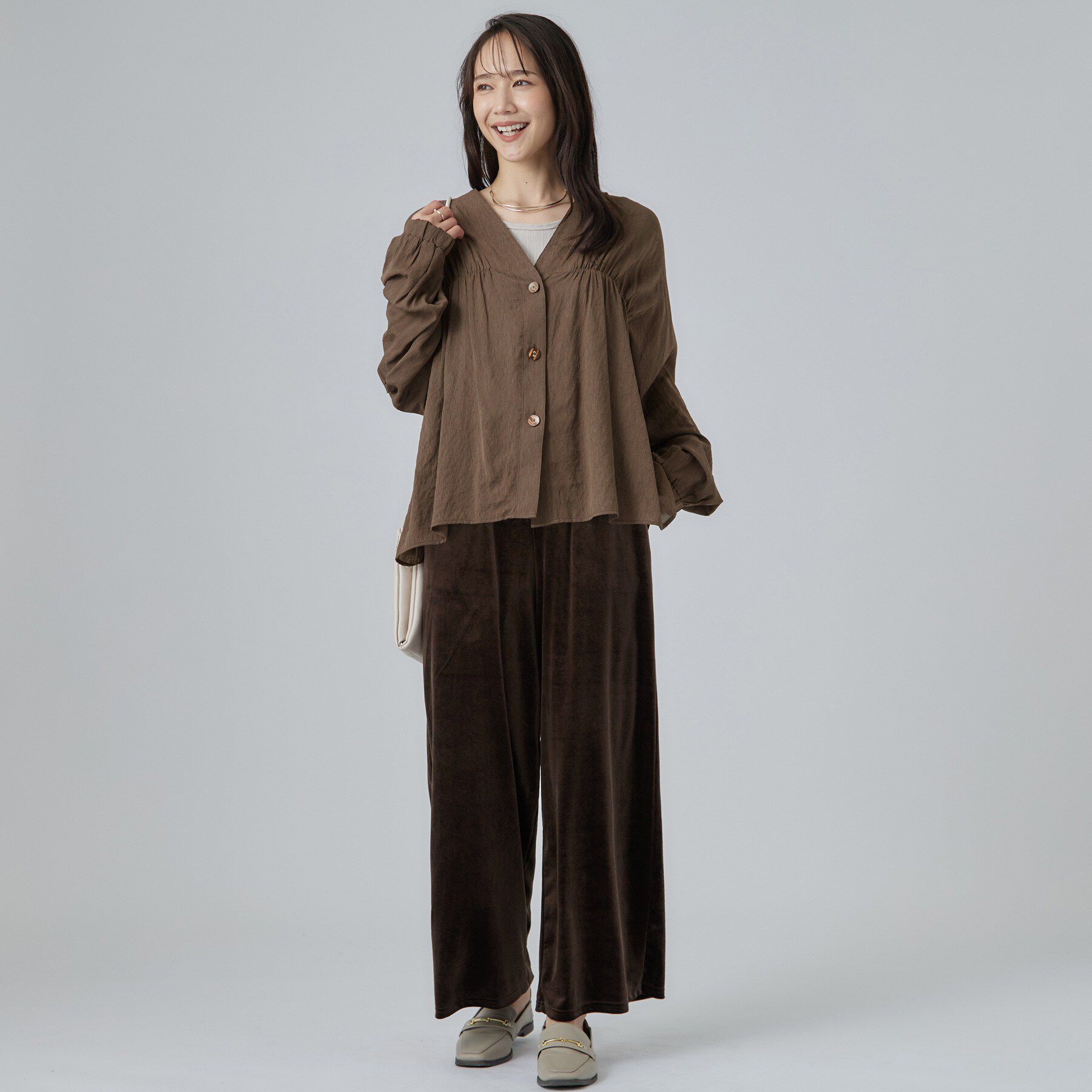 SHOO･LA･RUE「【S-LL/洗濯機可】着痩せシルエット シャーリングシャツカーディガン」|カーディガン|