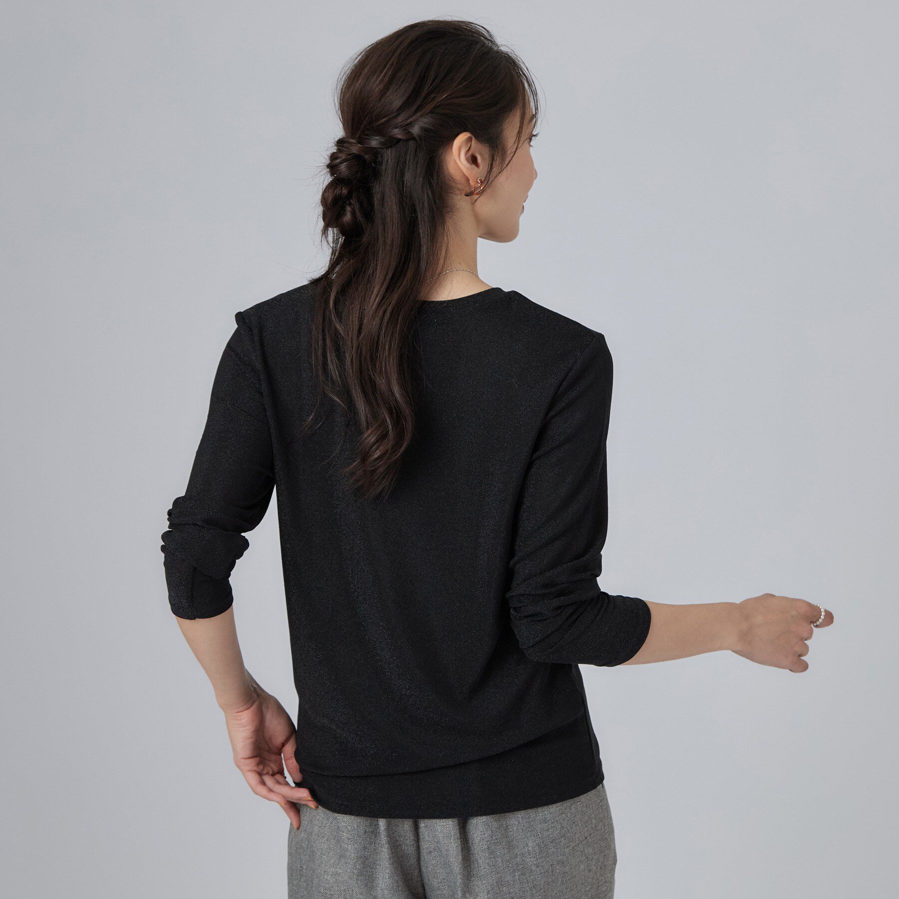 SHOO･LA･RUE「【洗濯機可】インナー使いしやすい ラメロンT」|Tシャツ・カットソー|