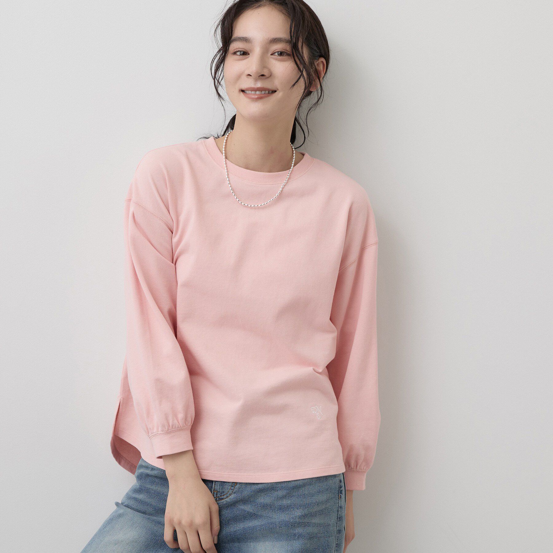 Dessin「【洗える/7色展開/XS-L】バックヘンリーミニ裏毛 長袖」|Tシャツ・カットソー|ピンク(071)
