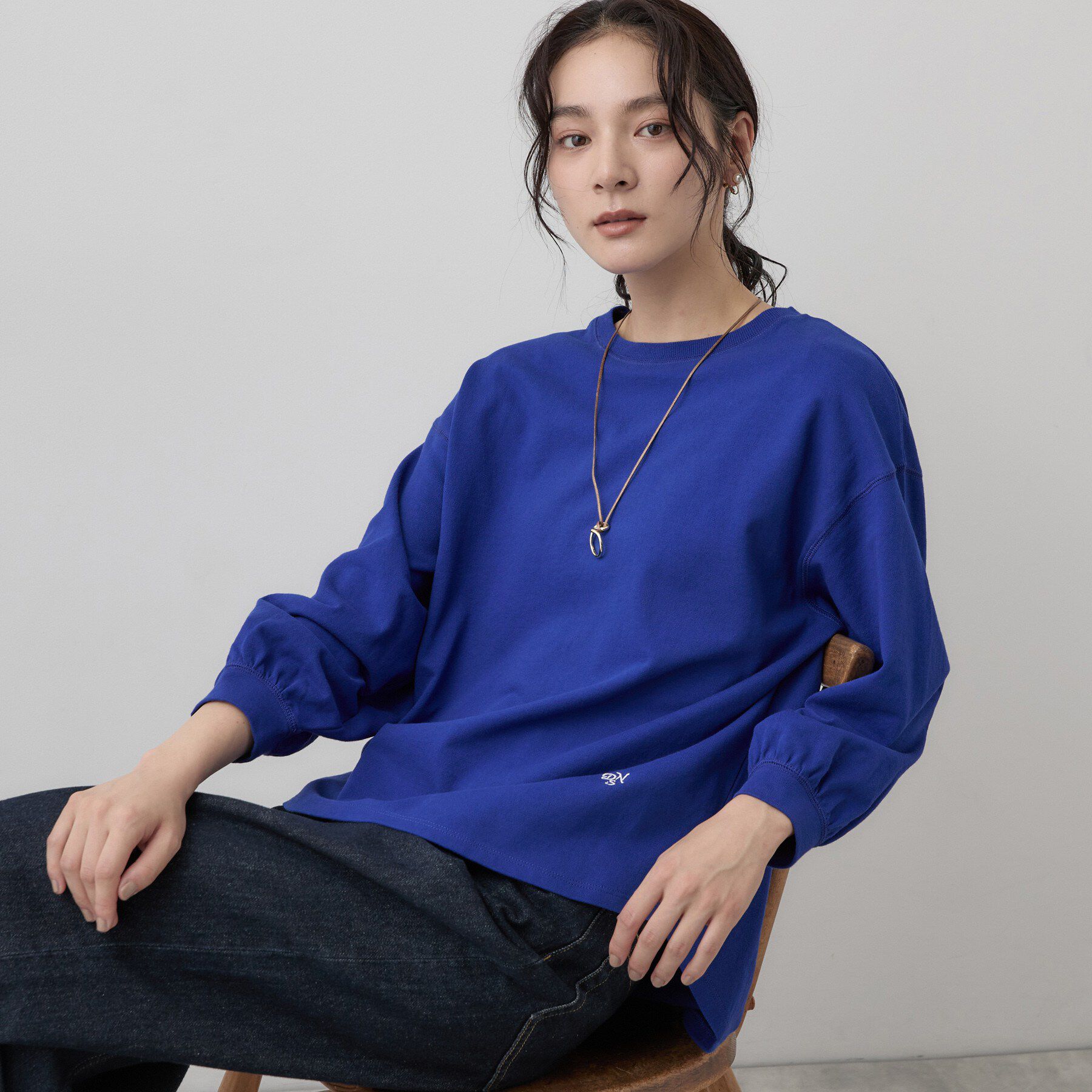 Dessin「【洗える/7色展開/XS-L】バックヘンリーミニ裏毛 長袖」|Tシャツ・カットソー|ブルー(092)