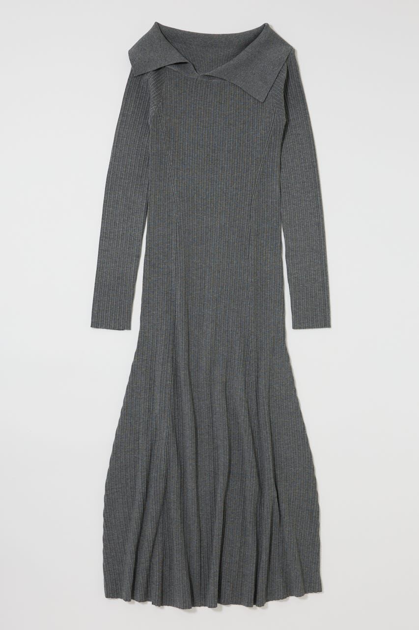 MOUSSY「ASYMMETRY COLLAR KNIT ドレス」|ワンピース|