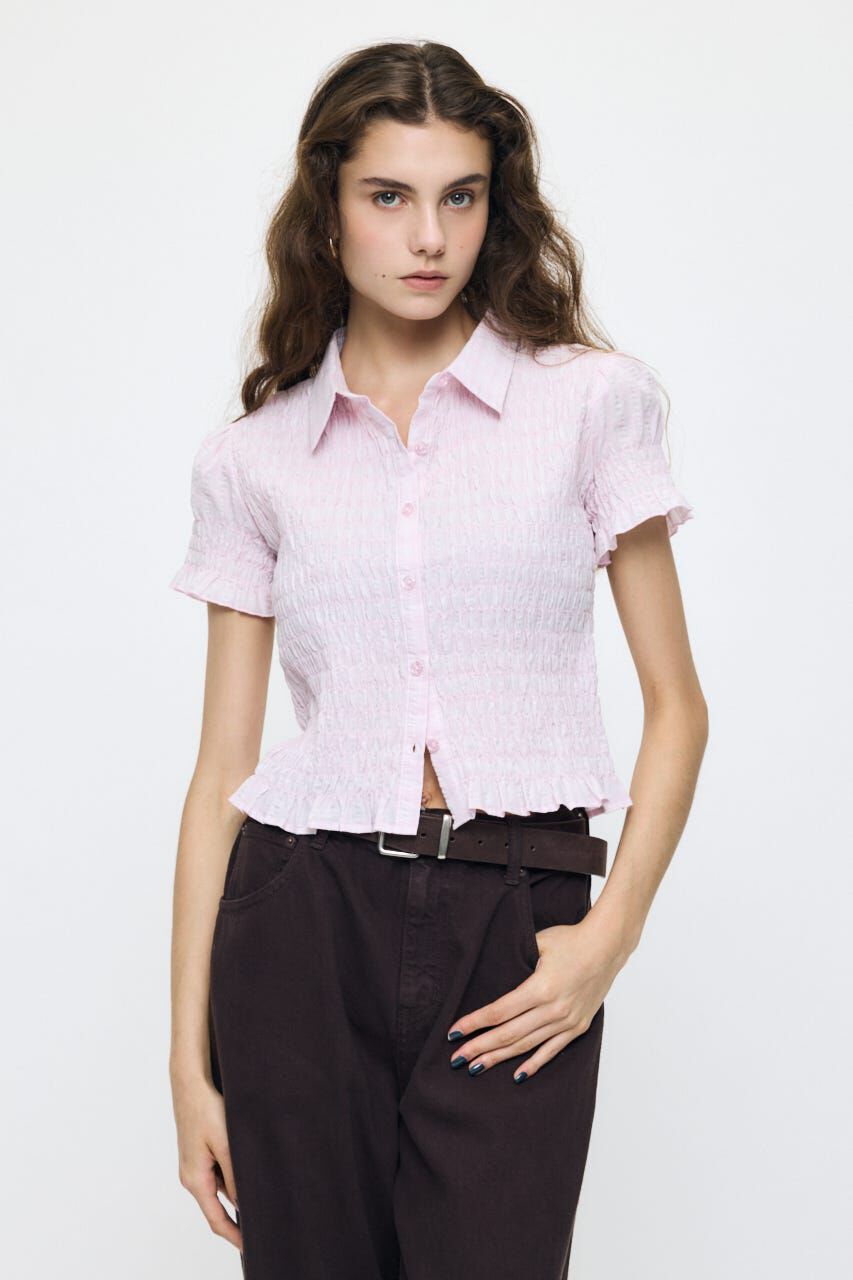 MOUSSY「PLAID SHIRRING シャツ」|シャツ・ブラウス|