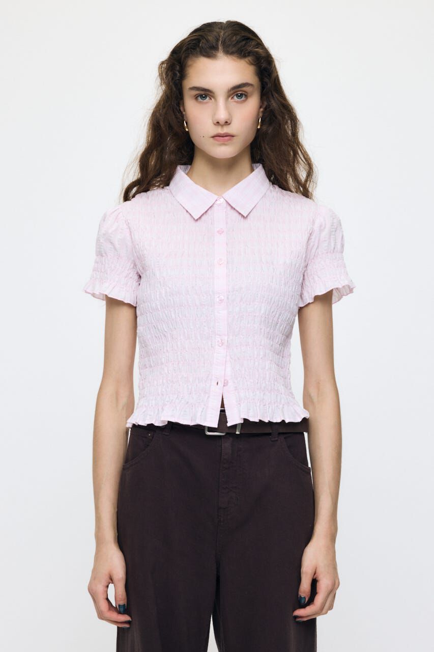 MOUSSY「PLAID SHIRRING シャツ」|シャツ・ブラウス|