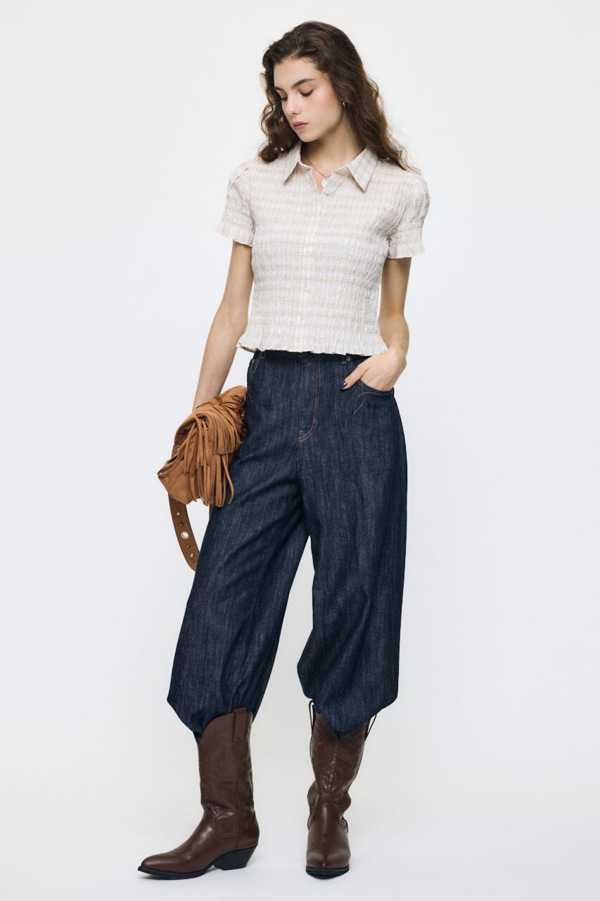 MOUSSY「PLAID SHIRRING シャツ」|シャツ・ブラウス|