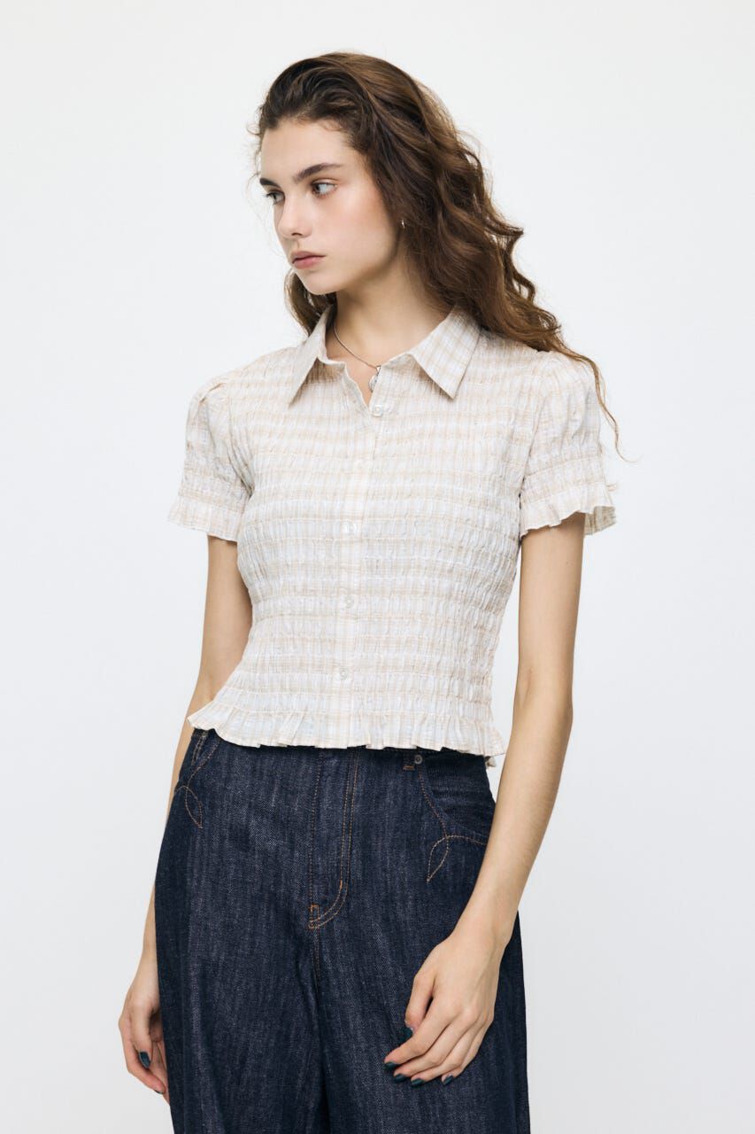 MOUSSY「PLAID SHIRRING シャツ」|シャツ・ブラウス|