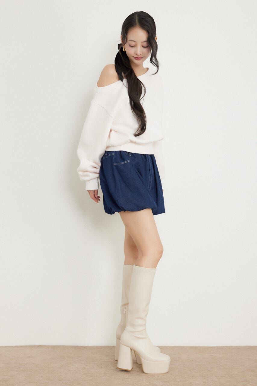 rienda「バルーンデニムショートパンツ」|デニム|