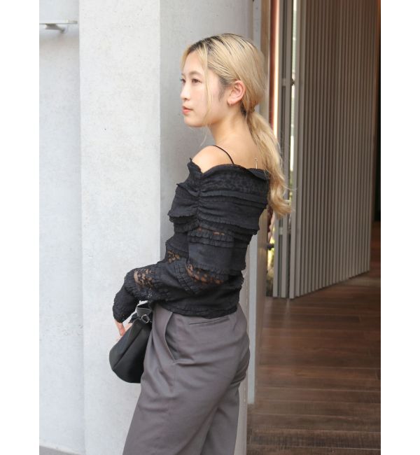 Ungrid「レースオフショルロングスリーブTee」|Tシャツ・カットソー|