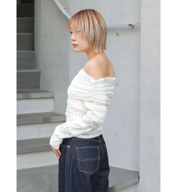 Ungrid「レースオフショルロングスリーブTee」|Tシャツ・カットソー|