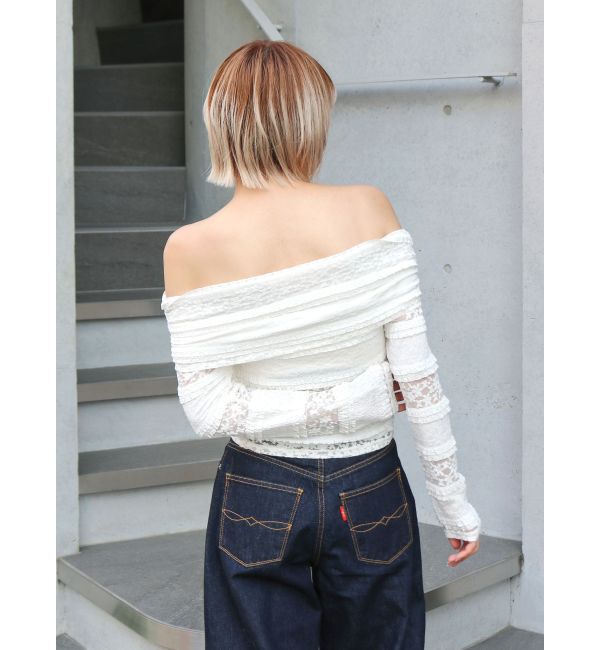 Ungrid「レースオフショルロングスリーブTee」|Tシャツ・カットソー|