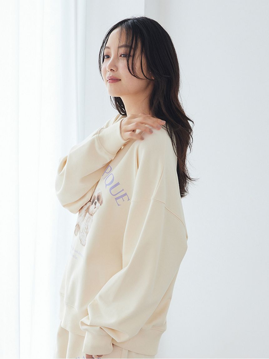 gelato pique「【ONLINE限定】【UVカット】お散歩ドッグワンポイント裏毛プルオーバー&ロングパンツセット」|ルームウェア|