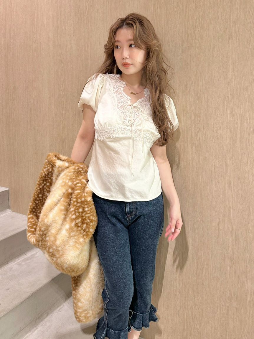 LILY BROWN「ヴィンテージレースサテントップス」|Tシャツ・カットソー|