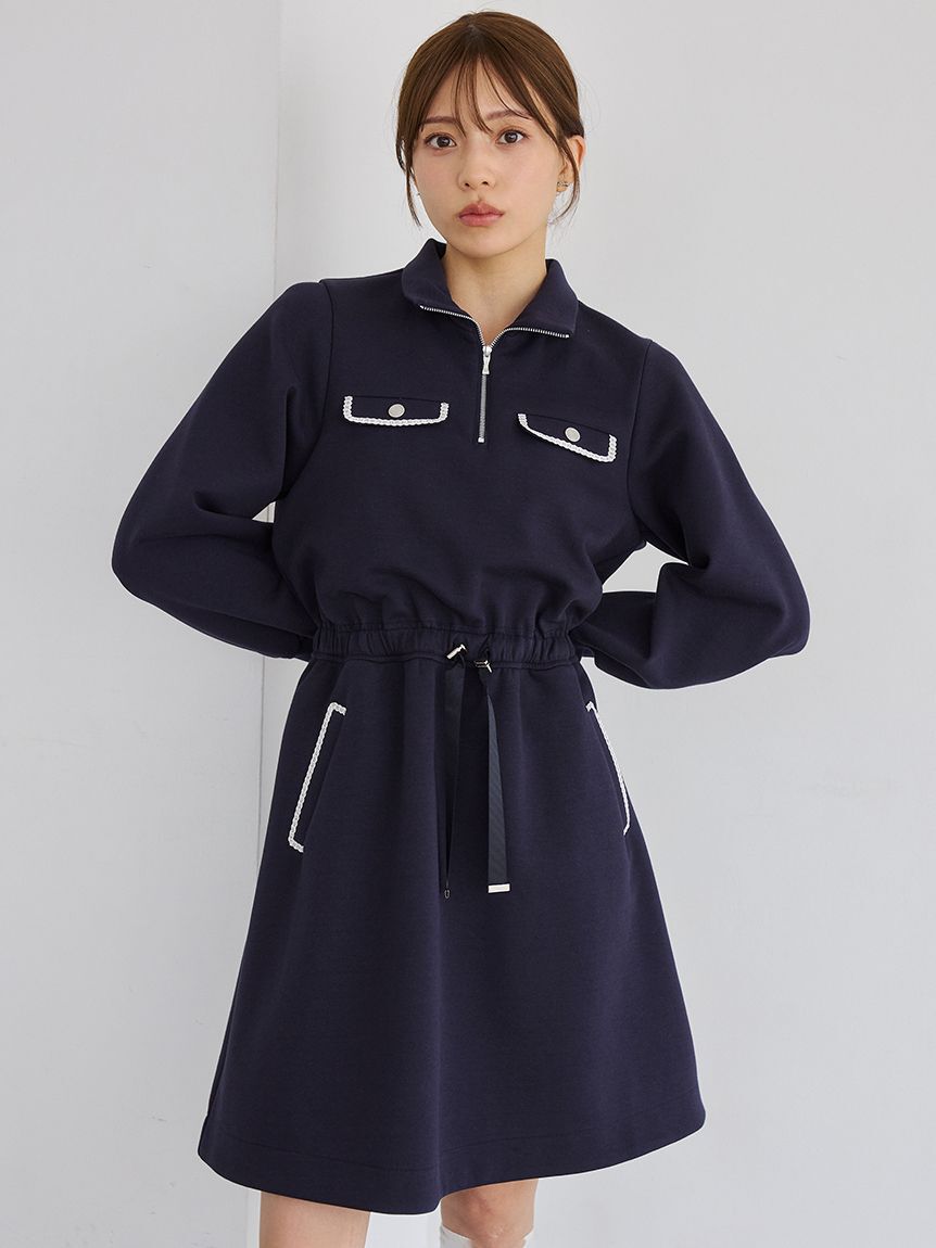 CELFORD「ハーフジップポンチミニワンピース」|ワンピース|NVY