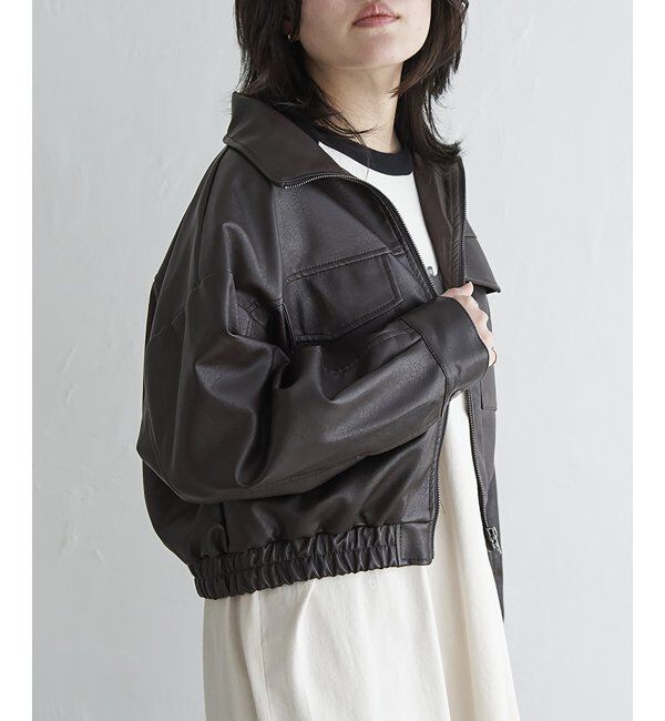 VENCE share style「合皮ショートジャケット」|ブルゾン・スタジャン|