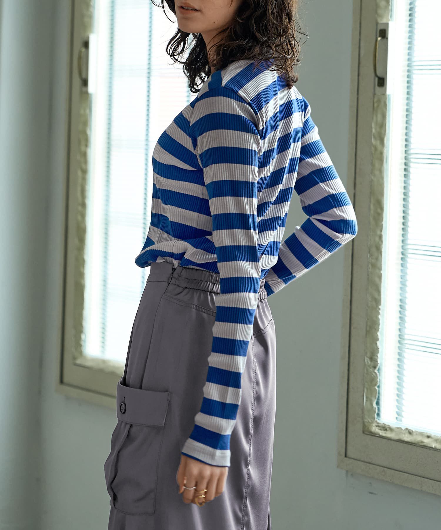 STYLE DELI「カラーボーダーリブトップス」|Tシャツ・カットソー|