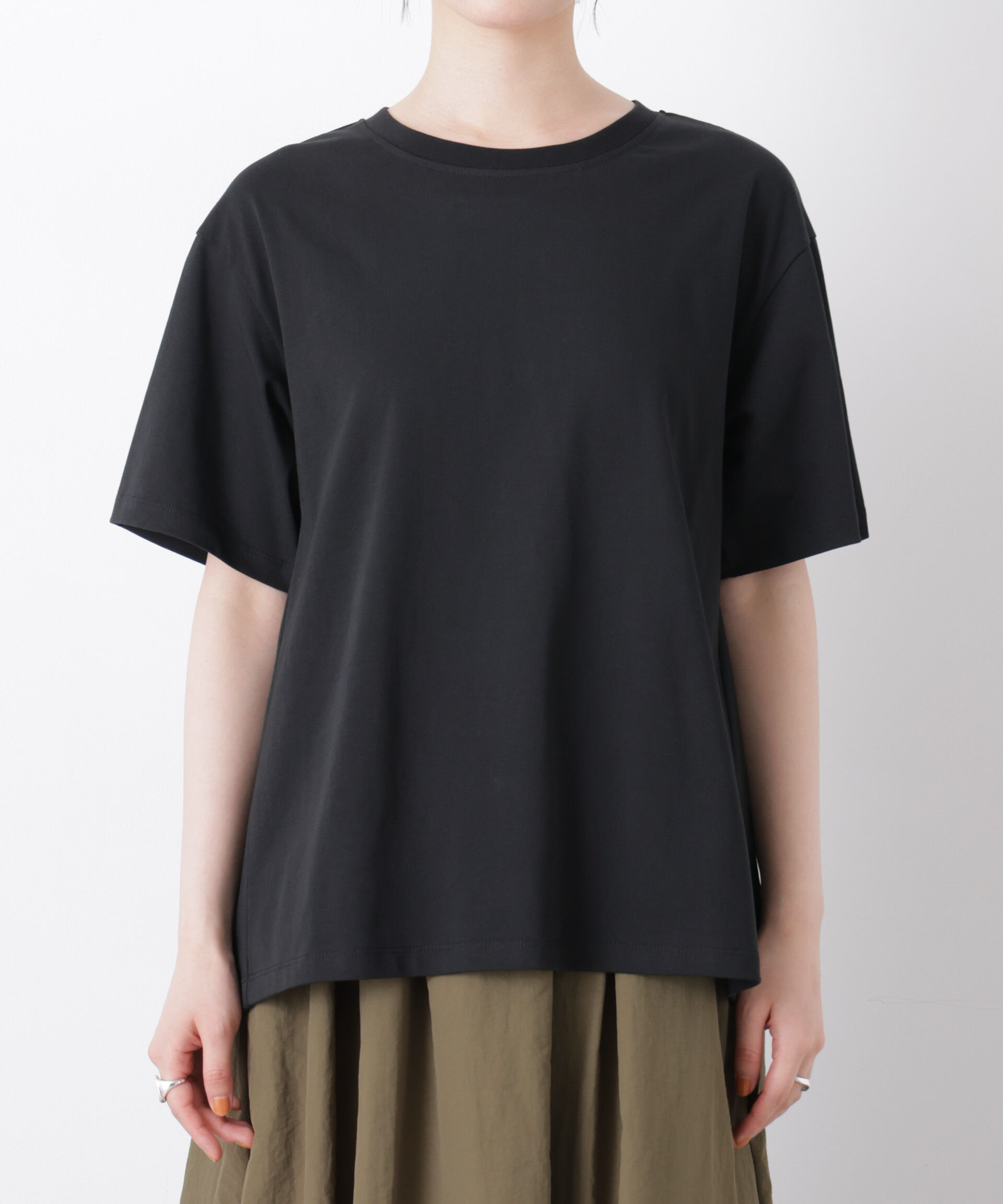 NANO universe「近赤外線&UVカット・吸水速乾機能 バックギャザートップス」|Tシャツ・カットソー|