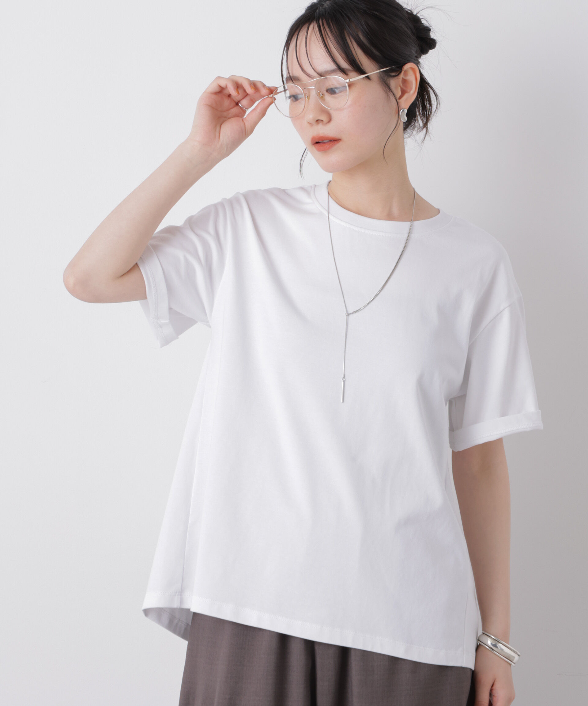 NANO universe「近赤外線&UVカット・吸水速乾機能 バックギャザートップス」|Tシャツ・カットソー|