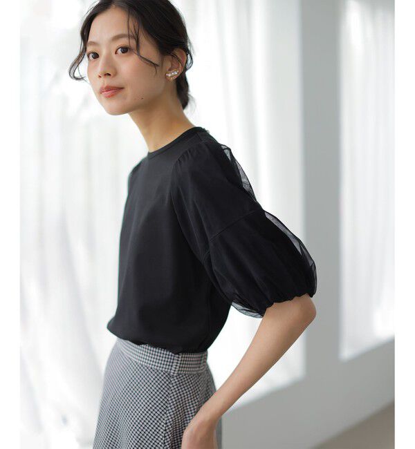 組曲「【WEB限定】コットンポンチ チュールコンビ カットソー」|Tシャツ・カットソー|