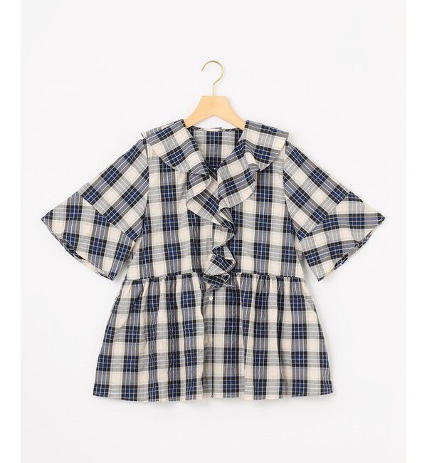 組曲「カラミサッカーチェック ラッフルフレアブラウス」|シャツ・ブラウス|