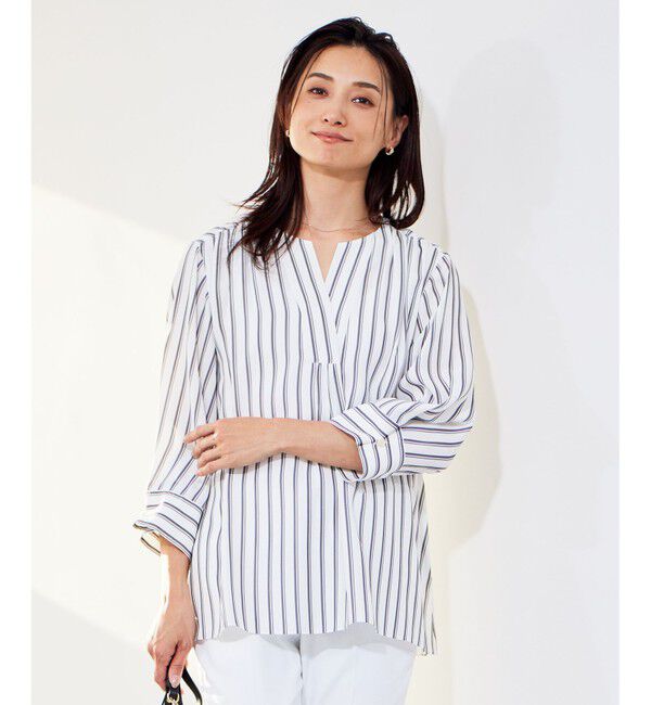 自由区「【洗える】SOMELOSテンセルスキッパー ブラウス」|シャツ・ブラウス|オフ&times;スレート