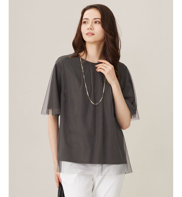自由区「【洗える】シアーチュールプルオーバー カットソー」|Tシャツ・カットソー|スレート