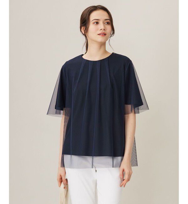 自由区「【洗える】シアーチュールプルオーバー カットソー」|Tシャツ・カットソー|ネイビー