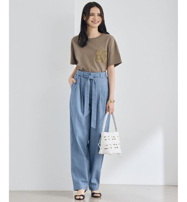 自由区「【色違いで揃える方多数・着回し力抜群】スパングルポケットＴシャツ」|Tシャツ・カットソー|