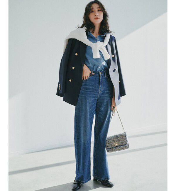 23区「【見上愛さん・滝沢眞規子さん着用/VERY・Oggi掲載】23区DENIM ストレッチ ワイドパンツ」|デニム|