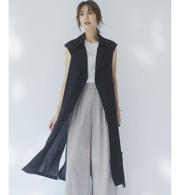 23区「【CLASSY. 10月号掲載/洗える】ドレープ ジレ」|その他|ブラック系