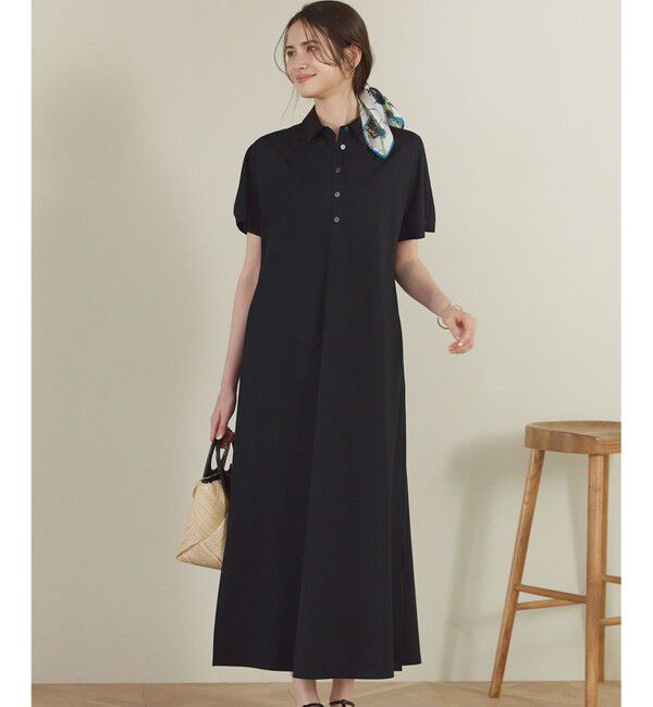 23区「【SLOW/一部店舗限定】ファンクショナル ポロ ワンピース」|ワンピース|ブラック