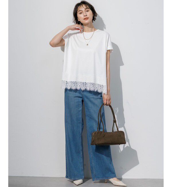 23区「コットンフォルムレースコンビ カットソー」|Tシャツ・カットソー|