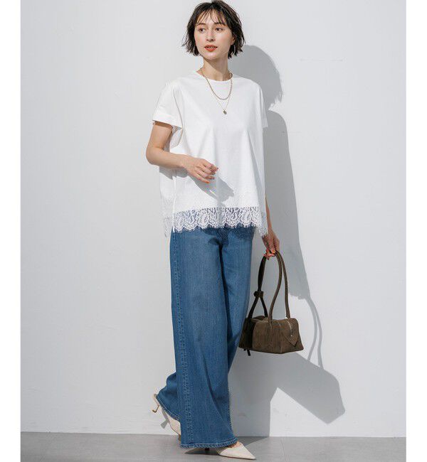 23区「コットンフォルムレースコンビ カットソー」|Tシャツ・カットソー|