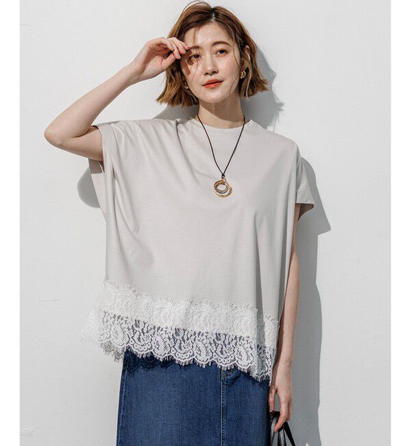 23区「コットンフォルムレースコンビ カットソー」|Tシャツ・カットソー|ﾗｲﾄｸﾞﾚ