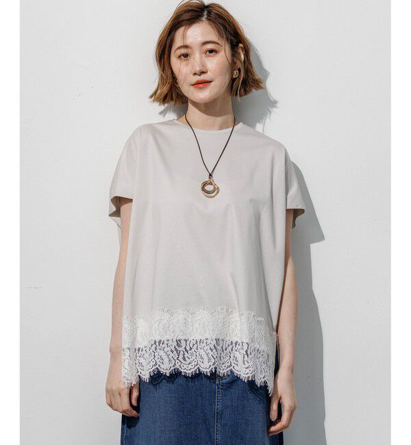 23区「コットンフォルムレースコンビ カットソー」|Tシャツ・カットソー|