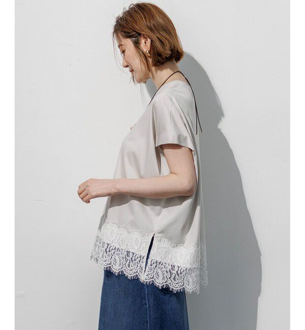 23区「コットンフォルムレースコンビ カットソー」|Tシャツ・カットソー|