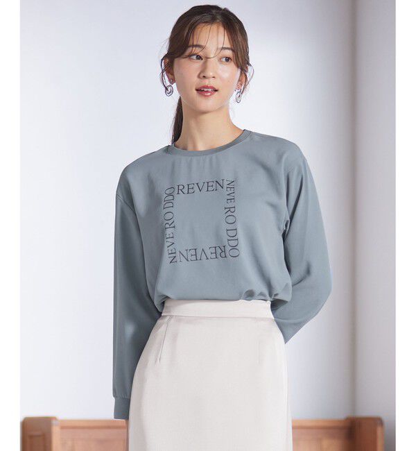 ANY SIS「【洗える】ジョーゼットロゴＴ ブラウス」|Tシャツ・カットソー|ミントグレー