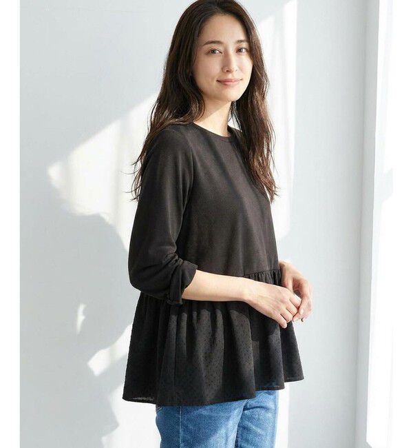 ANY SIS「スムースコンビペプラム カットソー」|Tシャツ・カットソー|ﾌﾞﾗｯｸﾄ