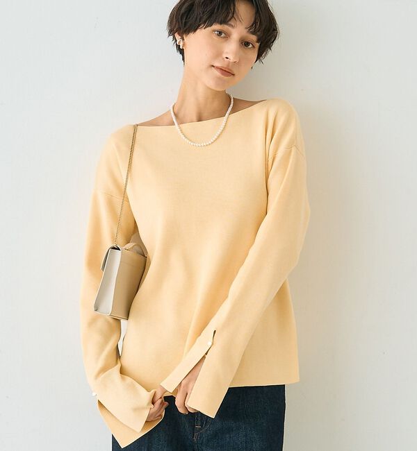 Rouge vif「スムーススリット ニットプルオーバー」|ニット・セーター|イエロー