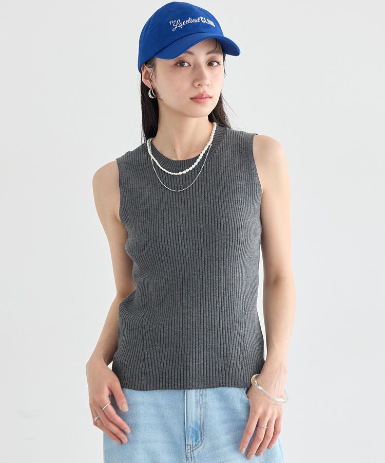 earth music&ecology「前後2WAYスリット釦タンクトップ」|キャミソール|Dark Gray Mixture