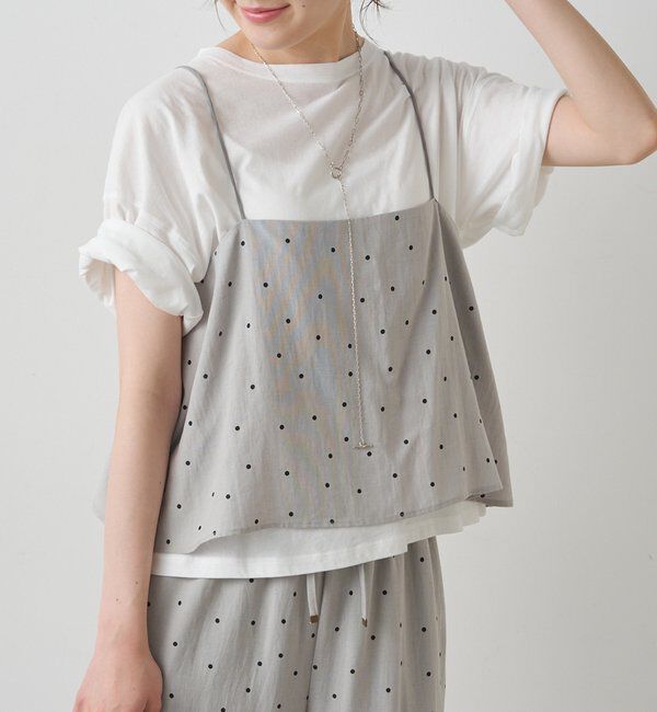  「ドット柄ビスチェ+Tシャツセット」|キャミソール|