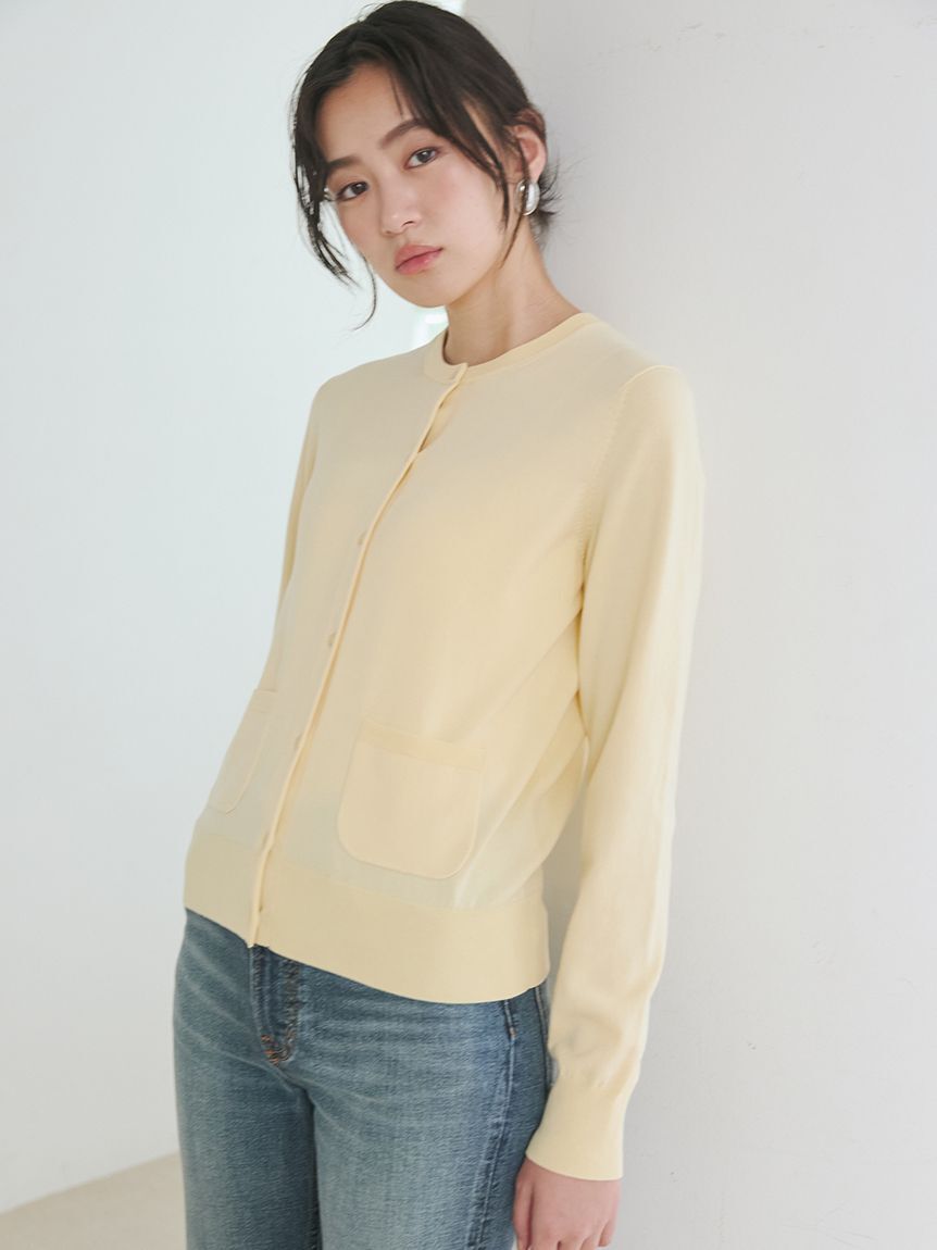 Mila Owen「シルクコットンベーシックカーディガン」|カーディガン|YEL