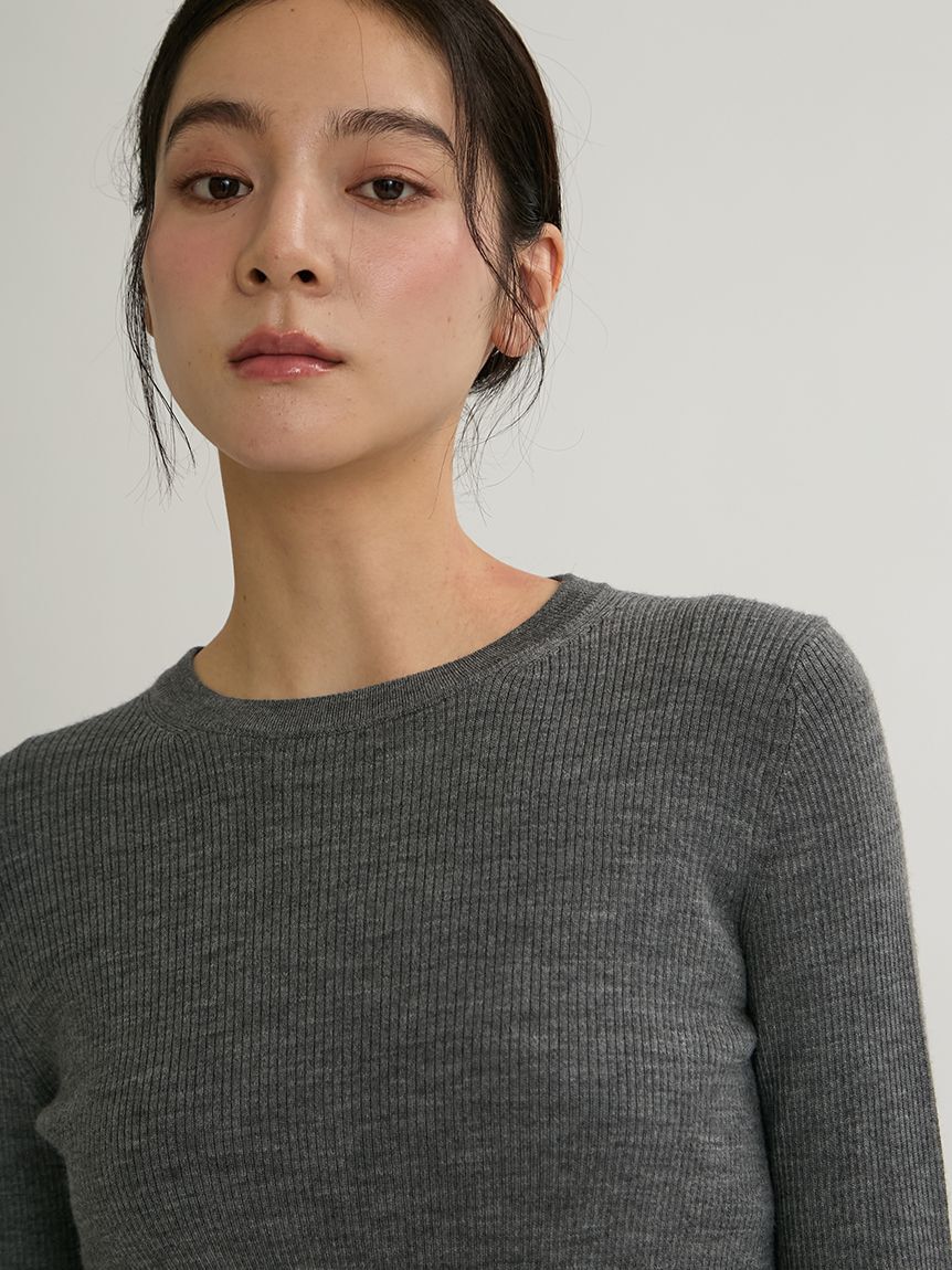 Mila Owen「【ウォッシャブル】指サッククルーネックニット」|ニット・セーター|