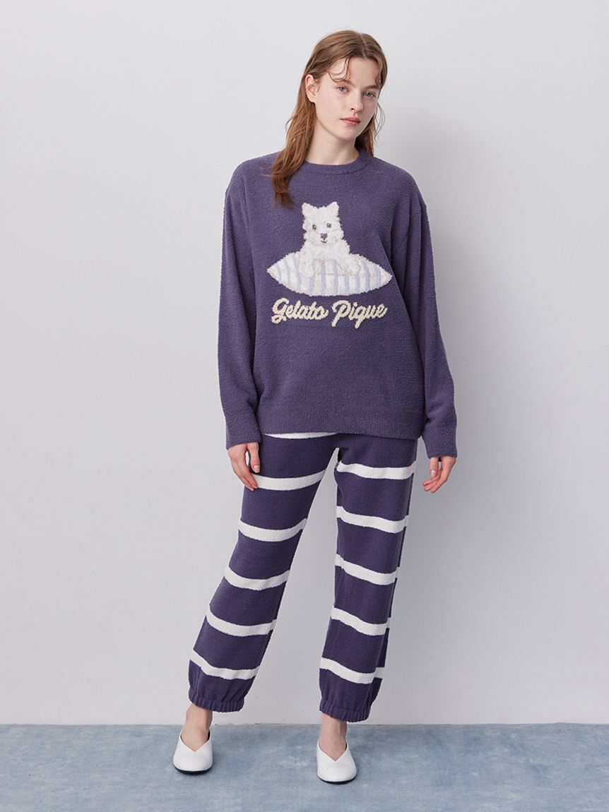gelato pique「【UNISEX】エアリーモコボーダーロングパンツ」|ルームウェア|