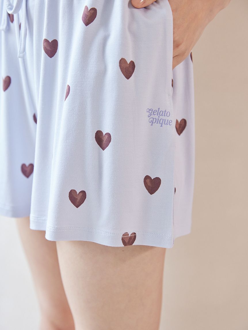 gelato pique「【ONLINE限定】【接触冷感】ケーキワンポイントTシャツ&ハート柄ショートパンツセット」|ルームウェア|