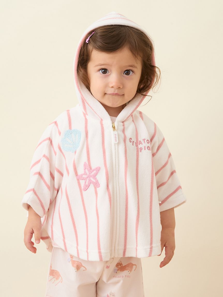 GELATO PIQUE KIDS & BABY「【BABY】【UVカット】ストライプパイルポンチョ」|その他ベビーウェア|